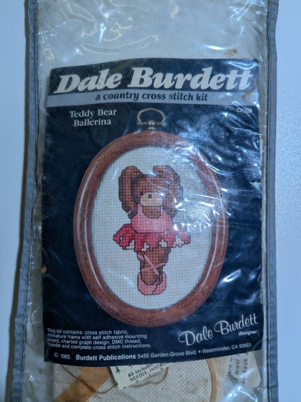 Vintage Dale Burdett A Country Cross Stitch Kit Teddy Bear Ballerina